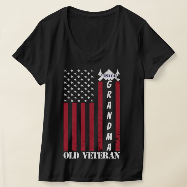 Proud Air Force Grandma Custom Grandma Old Veteran T-Shirt (Laydown)