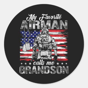 Proud Air Force Grandson Flag Camo Favourite Airma Classic Round Sticker