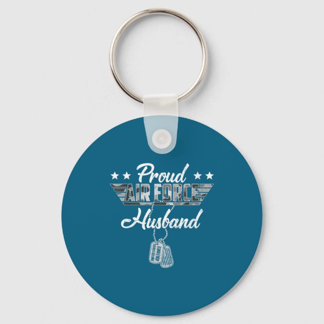 Proud Air Force Husband Camouflage Key Ring (Front)