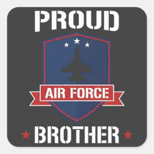 Proud Air Force Military Brother Crest Emblem Square Sticker
