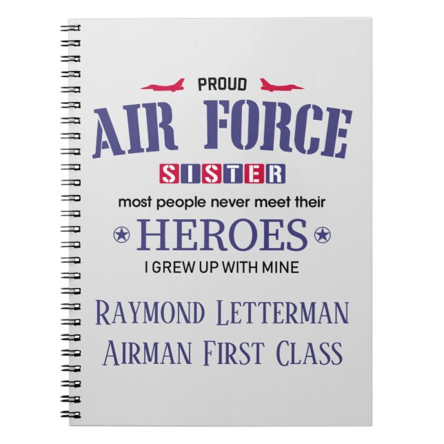 Proud Air Force Sister Personalised Journal (Front)