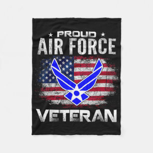 Proud Air Force Veteran With American Flag Gift Ve Fleece Blanket