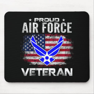 Proud Air Force Veteran With American Flag Gift Ve Mouse Pad