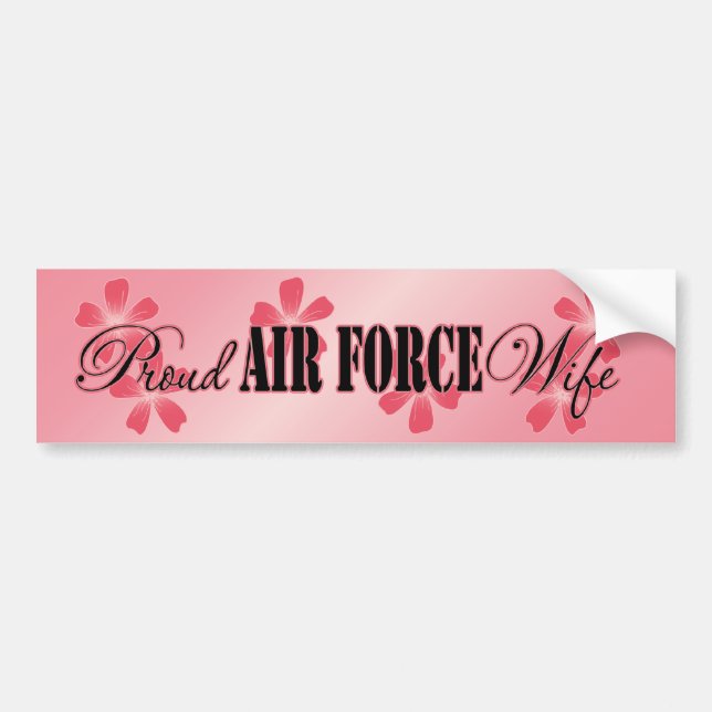Proud Air Force Wife Peach Flowers Bumper Sticker (Front)