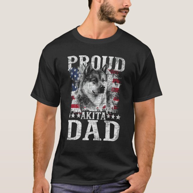 Proud Akita Dad - Patriotic Father's Day Canine Do T-Shirt (Front)