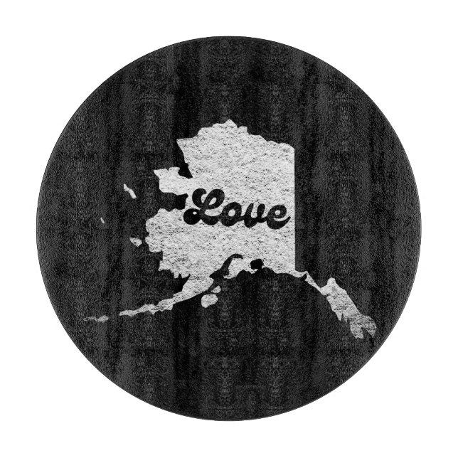 proud Alask State love Map Outline Rocky Map AK Cutting Board (Front)