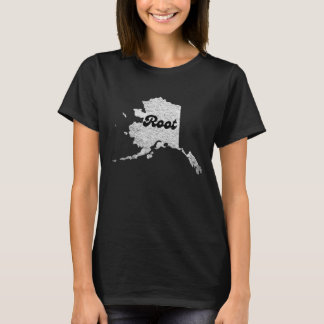 proud Alask State Root Map Outline Rocky Map AK T-Shirt