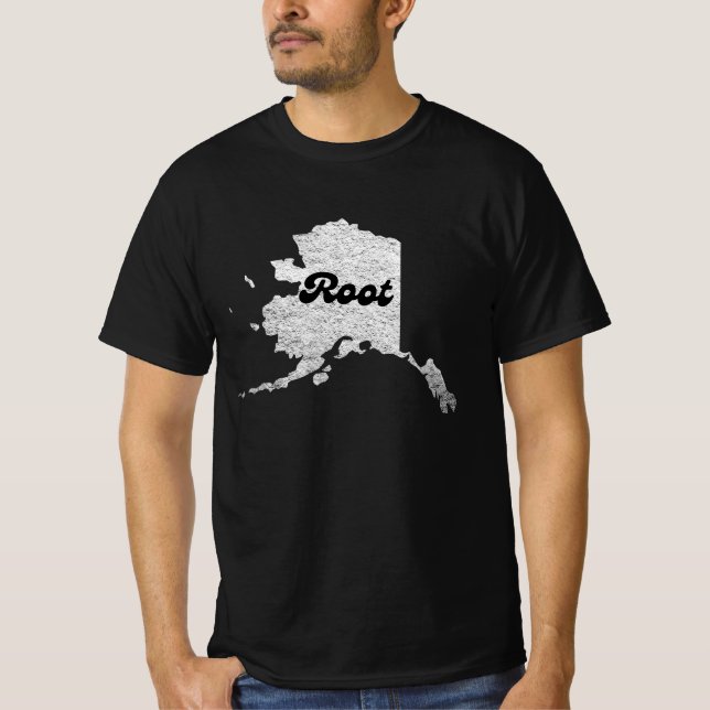 proud Alask State Root Map Outline Rocky Map AK T-Shirt (Front)