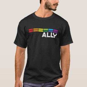 Proud Ally Bars Equality LGBTQ Rainbow Flag Gay T-Shirt
