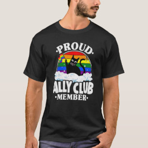 Proud Ally Club Member Cat Rainbow Gay Pride Lesbi T-Shirt
