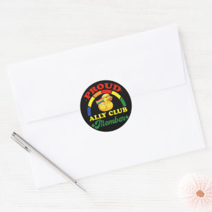 Proud Ally Club Member Rubber Duck Rainbow Gay Classic Round Sticker