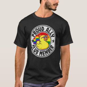 Proud Ally Club Member Rubber Duck Rainbow Gay Les T-Shirt