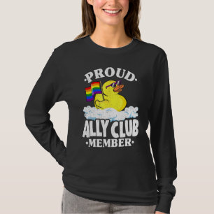 Proud Ally Club Member Rubber Duck Rainbow Gay Les T-Shirt