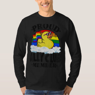 Proud Ally Club Member Rubber Duck Rainbow Gay Les T-Shirt