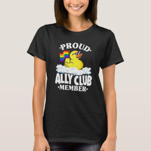 Proud Ally Club Member Rubber Duck Rainbow Gay Les T-Shirt