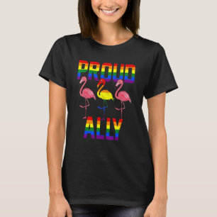 Proud Ally Cute Lgbt Flag Flamingos Proud Lgbt T-Shirt