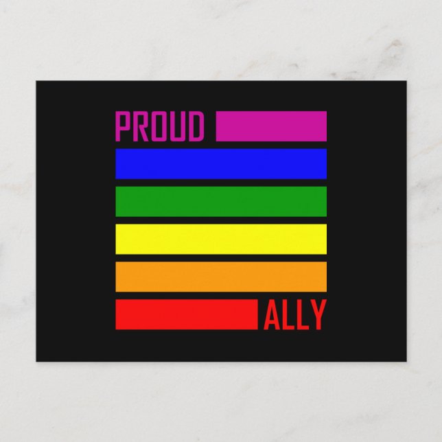 PROUD ALLY FLAG LGBT Pride Month LGBTQ Rainbow Postcard (Front)