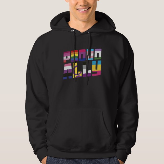 Proud Ally LGBT Gay Flag Pride Rainbow Gay Bisexua Hoodie (Front)