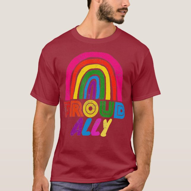 Proud Ally LGBT Rainbow Gay Pride LGBTQ Pride T-Shirt (Front)
