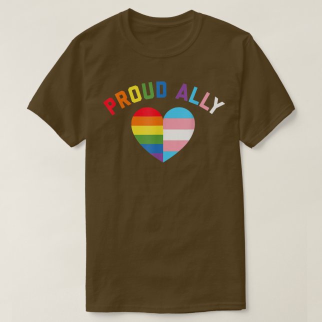 Proud Ally LGBT Rainbow Heart  Gay Pride Month  T-Shirt (Design Front)