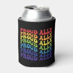 Proud Ally LGBTQ Gay Pride Rainbow Can Cooler