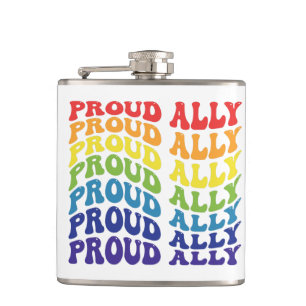Proud Ally LGBTQ Gay Pride Rainbow Hip Flask