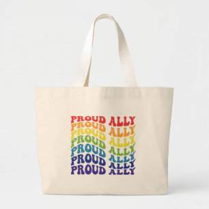 Proud Ally LGBTQ Gay Pride Rainbow Large Tote Bag