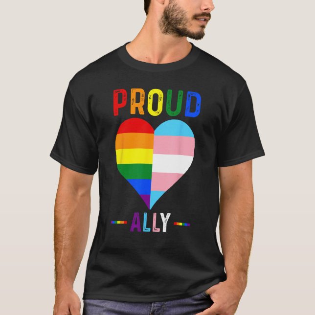 Proud Ally  LGBTQ+ Pride month LGBT Flag Proud All T-Shirt (Front)
