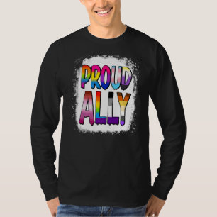 Proud Ally Lgbtq Rainbow Bleached Lesbian Gay Bise T-Shirt