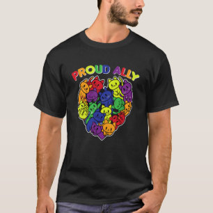 Proud Ally LGBTQ Supporter Rainbow Cat Heart T-Shirt