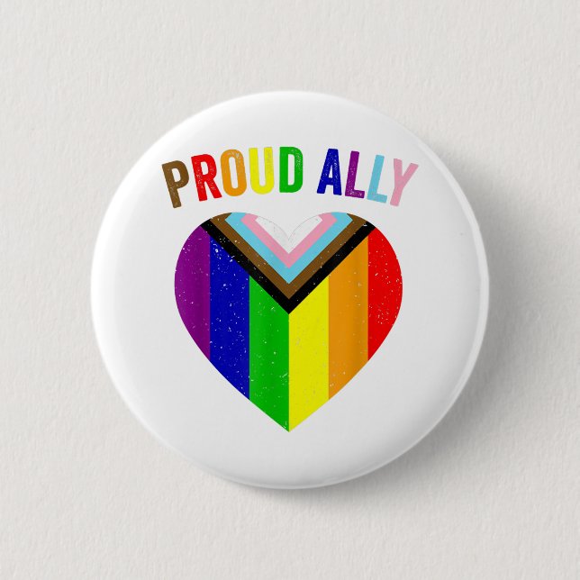 Proud Ally LGBTQAI Gay POC Transgender Pride Flag  6 Cm Round Badge (Front)
