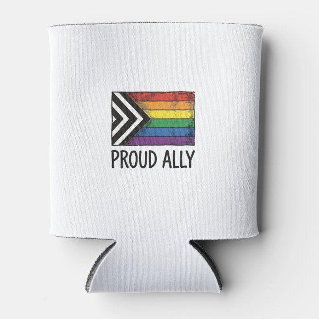 Proud Ally Pride Flag Vector T-Shirt Design_1 Can Cooler (Front)