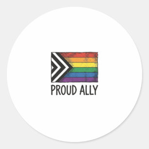 Proud Ally Pride Flag Vector T-Shirt Design_1 Classic Round Sticker