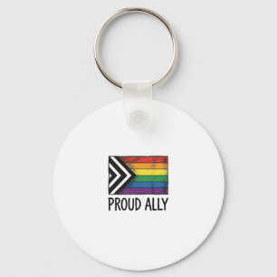 Proud Ally Pride Flag Vector T-Shirt Design_1 Key Ring