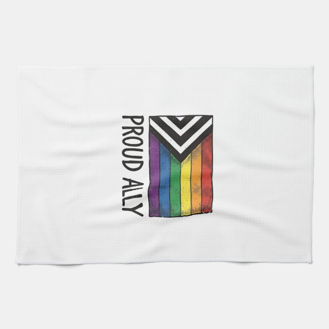 Proud Ally Pride Flag Vector T-Shirt Design_1 Tea Towel (Horizontal)