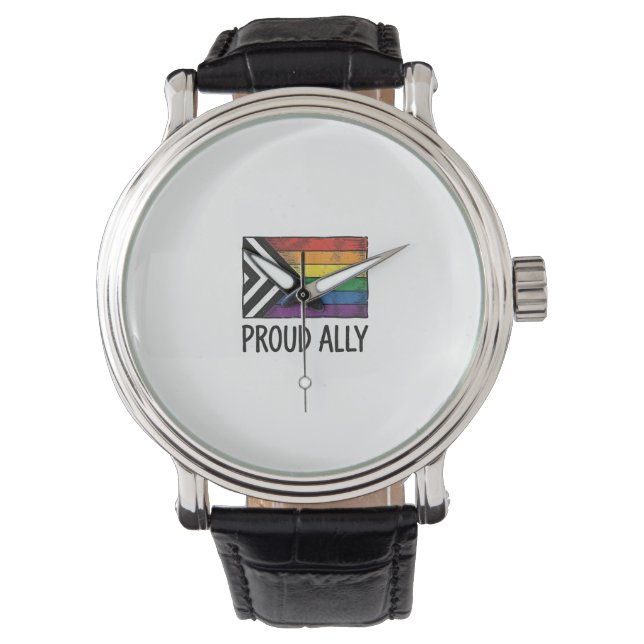 Proud Ally Pride Flag Vector T-Shirt Design_1 Watch (Front)