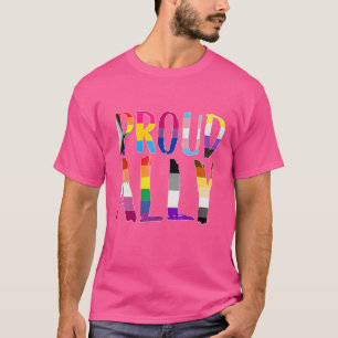 Proud Ally Pride Gay Lgbt Day Month Parade Rainbow T-Shirt