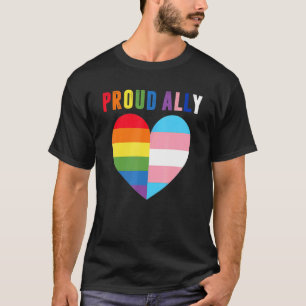 Proud Ally Pride Lgbt Transgender Flag Heart Gay L T-Shirt