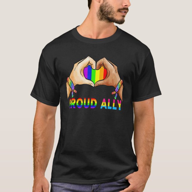 Proud Ally Pride Lgbt Transgender Flag Heart Gay L T-Shirt (Front)