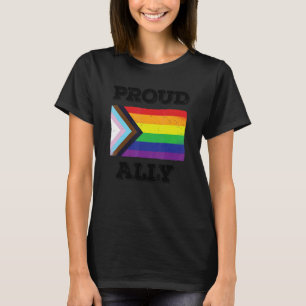 Proud Ally Pride Month Lgbtq Rainbow Flag Black Pr T-Shirt