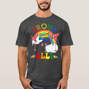 Proud Ally Proud LGBT Rainbow Flag Dabbing Flaming T-Shirt