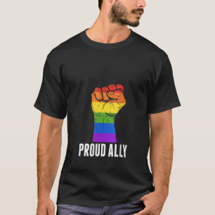 Proud Ally Rainbow Hand Fist Lgbt Rainbow Pride T-Shirt