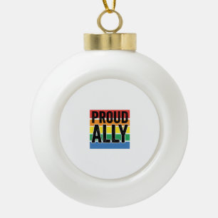 Proud Ally Vintage Pride Support Shirt Design_1 Ceramic Ball Christmas Ornament