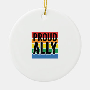 Proud Ally Vintage Pride Support Shirt Design_1 Ceramic Tree Decoration