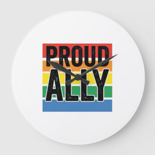 Proud Ally Vintage Pride Support Shirt Design_1 Large Clock