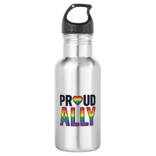 Proud Ally Vintage Rainbow Heart T-Shirt Design_1 532 Ml Water Bottle