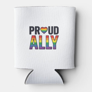 Proud Ally Vintage Rainbow Heart T-Shirt Design_1 Can Cooler