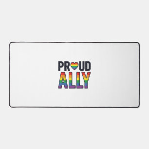 Proud Ally Vintage Rainbow Heart T-Shirt Design_1 Desk Mat