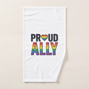 Proud Ally Vintage Rainbow Heart T-Shirt Design_1 Hand Towel