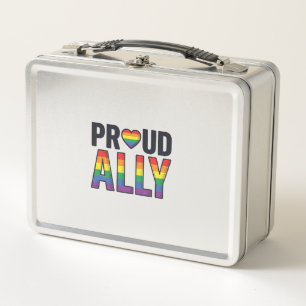 Proud Ally Vintage Rainbow Heart T-Shirt Design_1 Metal Lunch Box